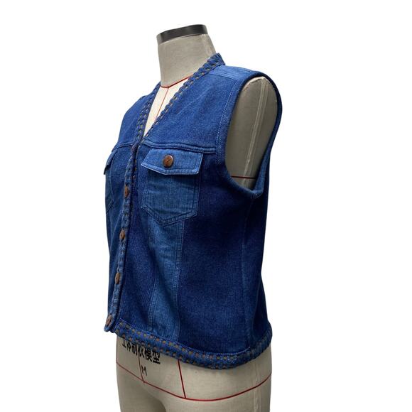 Vintage Marisa Canvas Womens Blue Knit Western Style Button Front Vest - Picture 4 of 6